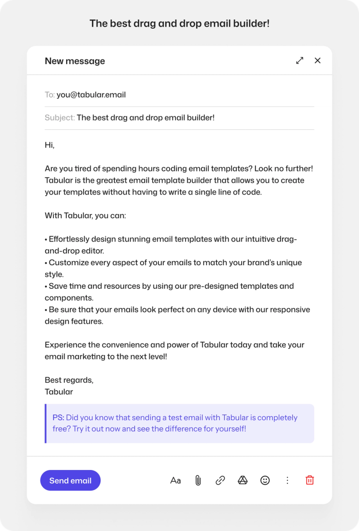 Postscript (P.S.) section in an email.